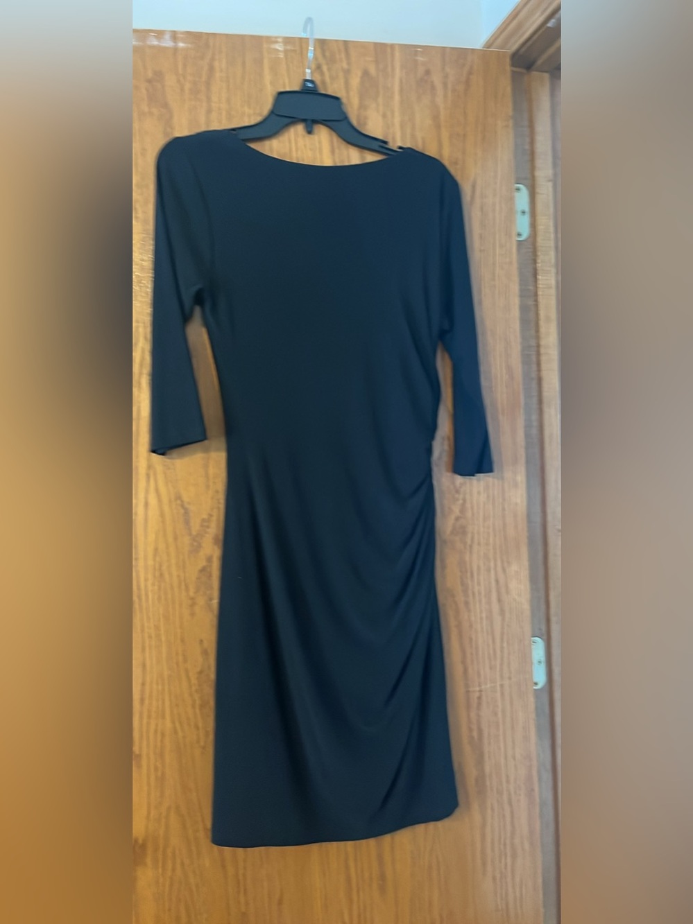 Women’s Black Long Sleeve Ruched Midi Dress
